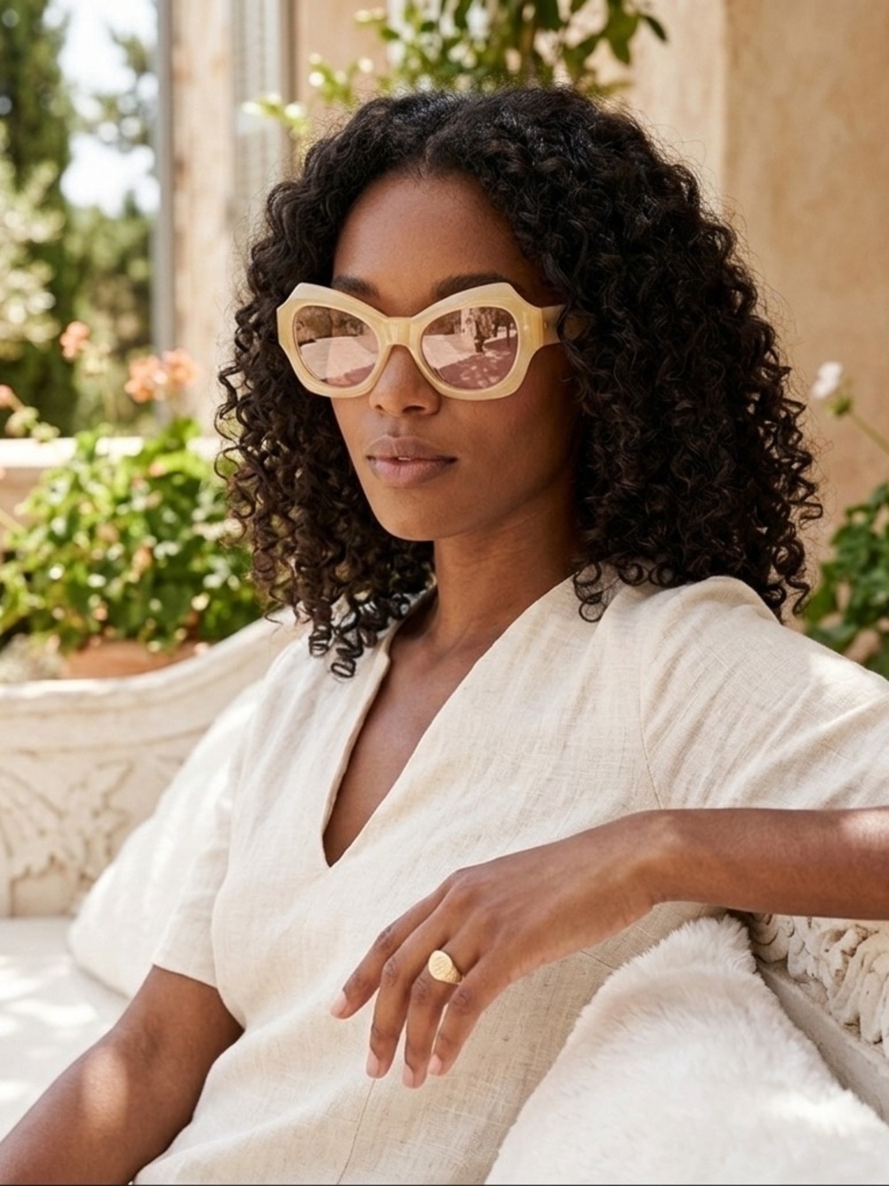 Ulla Johnson Opal Butterfly Sunglasses Yellow Ochre Acetate Women’s OS NWT